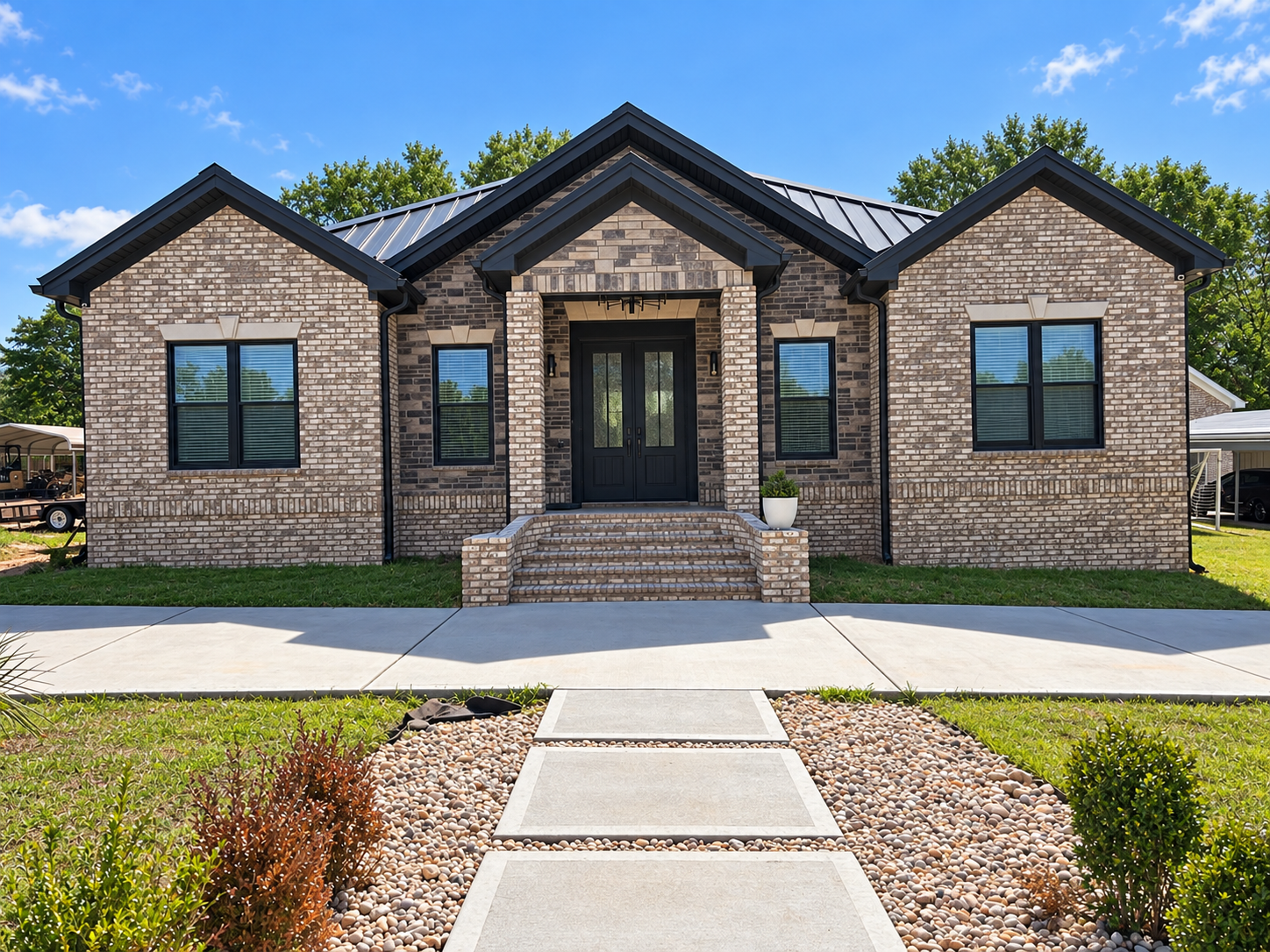Brick home exterior built with masonry